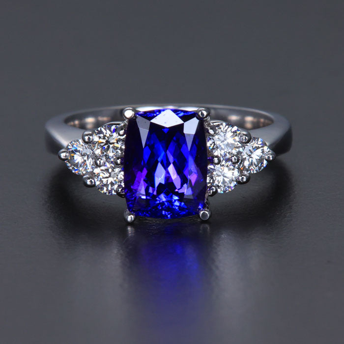 Amazon.com: Natural oval tanzanite violet purple blue gemstone leaf twig  thin engagement promise ring 14k 18k solid gold : Handmade Products